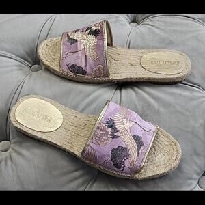 Johnny Was Crane Espadrille Flat Brocade Satin Sandals Slides Womens Shoes 8 M